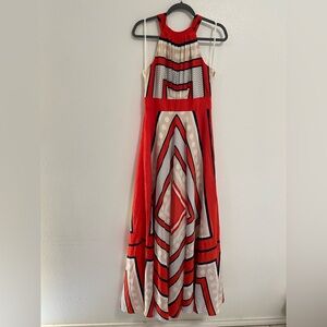 Eliza J Dress Women’s Size 6  Scarf Print Crêpe de Chine Fit & Flare Maxi Dress